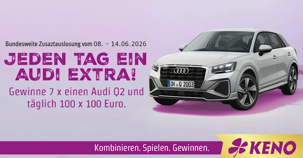 KENO Zusatzauslosung vom 8. bis 14. Juni 2026
