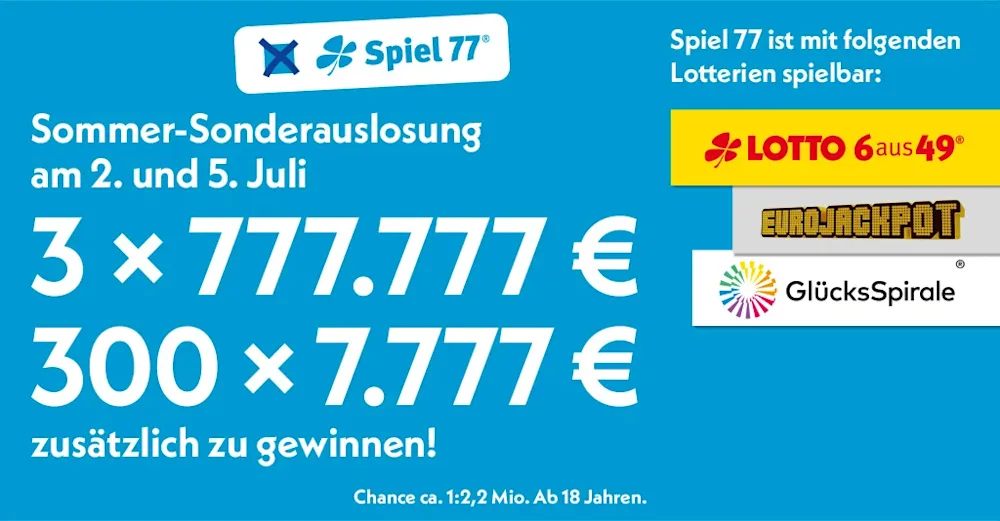 Spiel 77-Sonderauslosung am 2. und 5. Juli 2025