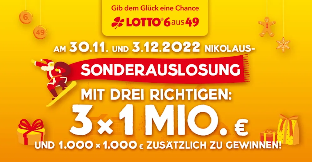 LOTTO 6aus49-Sonderauslosung am 30.11. und 03.12.2022