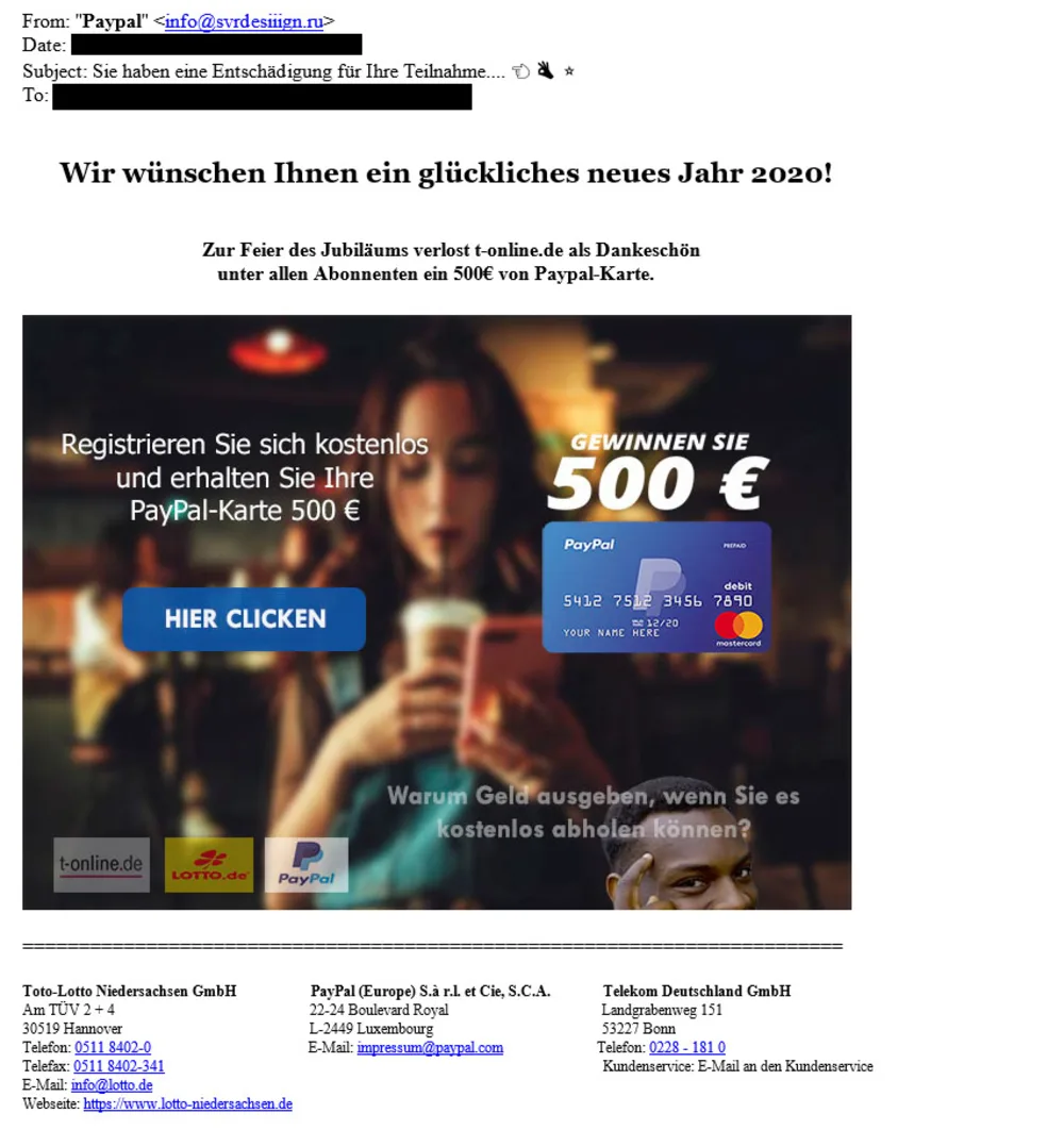Spam E-Mails mit vermeintlichem Bezug zu LOTTO.de