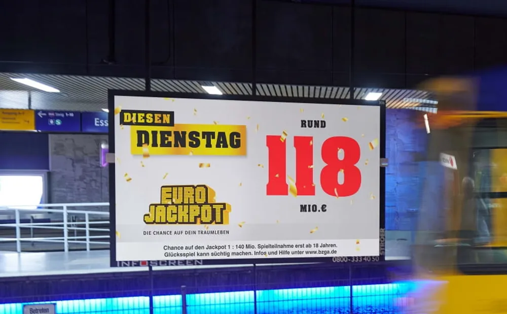 Am kommenden Dienstag (1. November) wartet bei der Lotterie Eurojackpot ein 118-Millionen-Mega-Jackpot auf die Spielteilnehmer. (c) Schlag und Roy GmbH