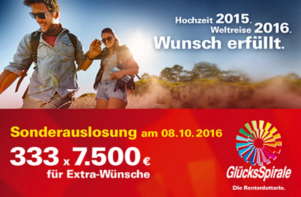 Glücksspirale-Sonderauslosung am 08.10.2016