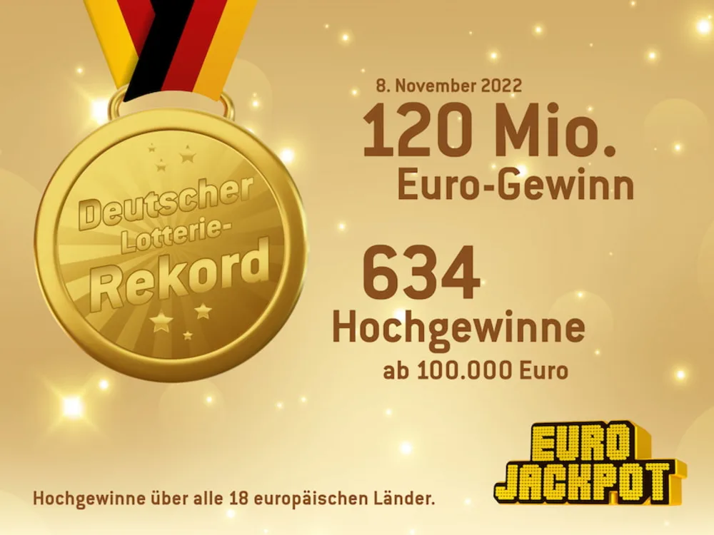 Deutscher Rekordgewinn von 120 Mio. € mit Eurojackpot am 8. November 2022