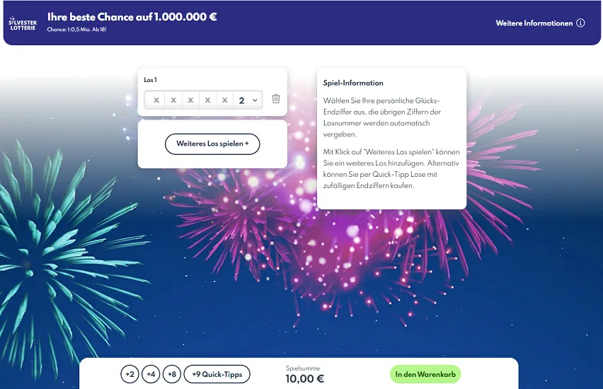 Screenshot der Silvesterlotterie in Niedersachsen (c) LOTTO Niedersachsen