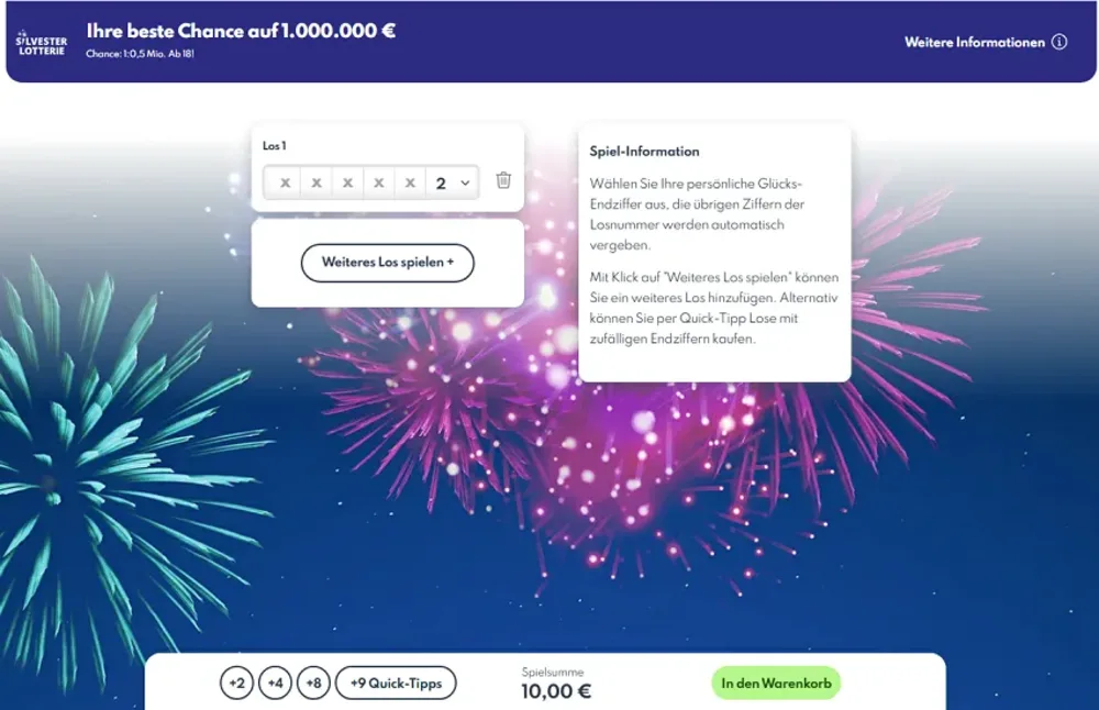 Screenshot der Silvesterlotterie in Niedersachsen (c) LOTTO Niedersachsen