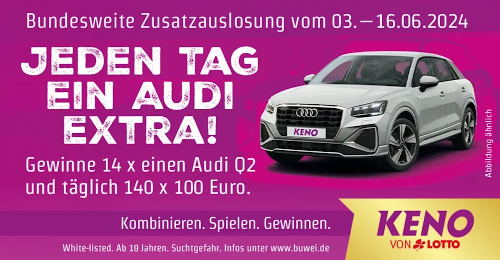 KENO-Zusatzauslosung vom 3. bis 16. Juni 2024
