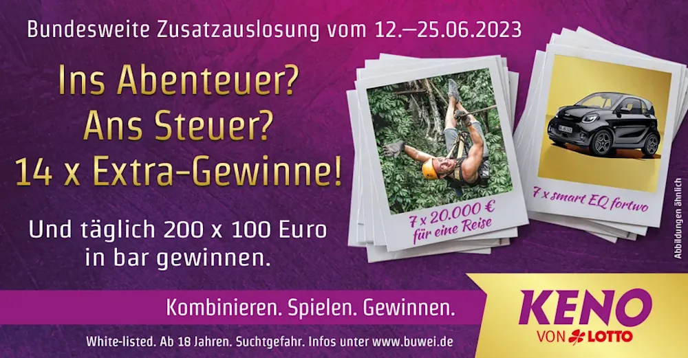 Ins Abenteuer? Ans Steuer? 14 x Extra-Gewinne!